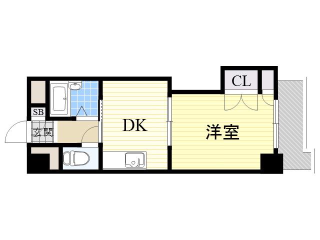 新大阪グランドハイツ北(1DK/11階)の間取り写真