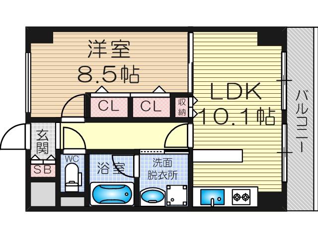 ガーデンレジデンス田川(1LDK/5階)の間取り写真