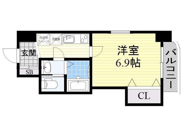 ラグゼ東三国3(1K/4階)の間取り写真