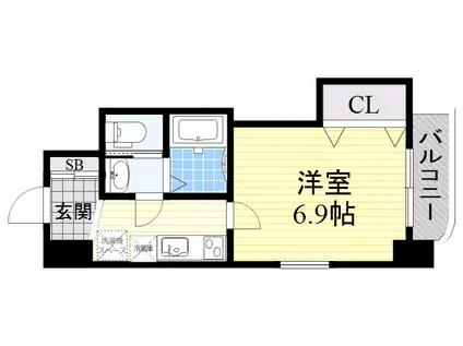 ラグゼ東三国3(1K/6階)の間取り写真