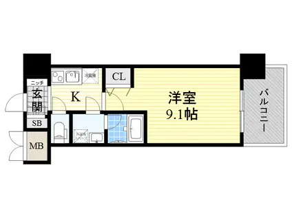 スプランディッドⅠ(1K/4階)の間取り写真