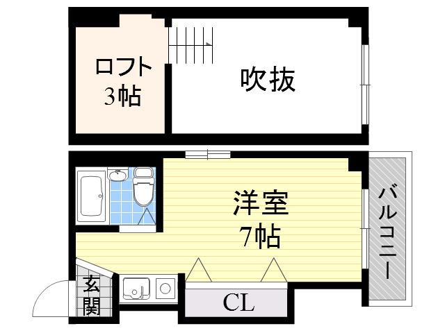 COSMIC(ワンルーム/4階)の間取り写真