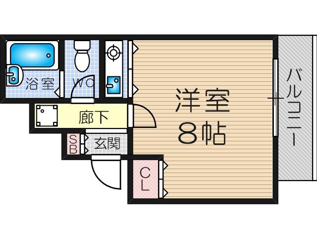 ティーオコート北野(ワンルーム/6階)の間取り写真