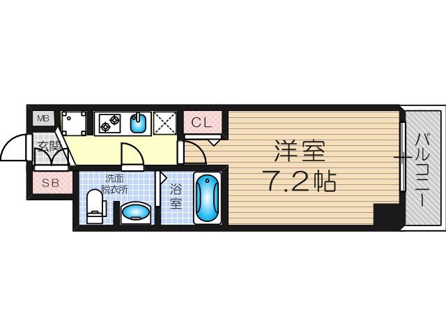 アクアプレイスOSAKA T2(1K/4階)の間取り写真