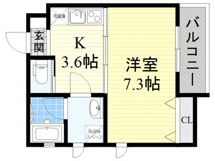 CASA OVEST(1K/3階)の間取り写真