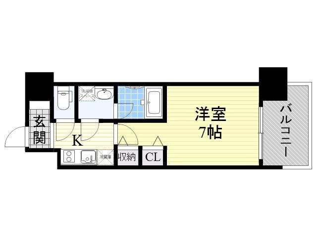 スプランディッド三国Ⅱ(1K/4階)の間取り写真