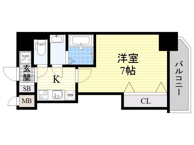 ラグゼ十三東Ⅱ(1K/2階)の間取り写真