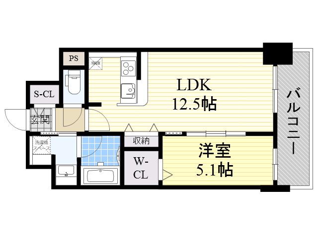 プログレッセ新大阪(1LDK/11階)の間取り写真