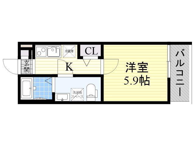 ノア千舟(1K/2階)の間取り写真