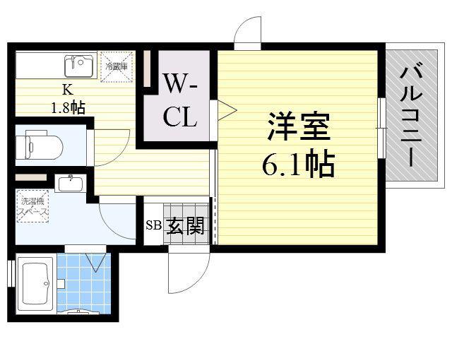 ダイワメゾン三国本町(1K/1階)の間取り写真