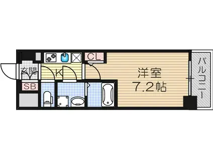 プランドール新大阪PARKレジデンス(1K/6階)の間取り写真