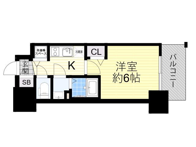 プレサンス塚本駅前(1K/15階)の間取り写真
