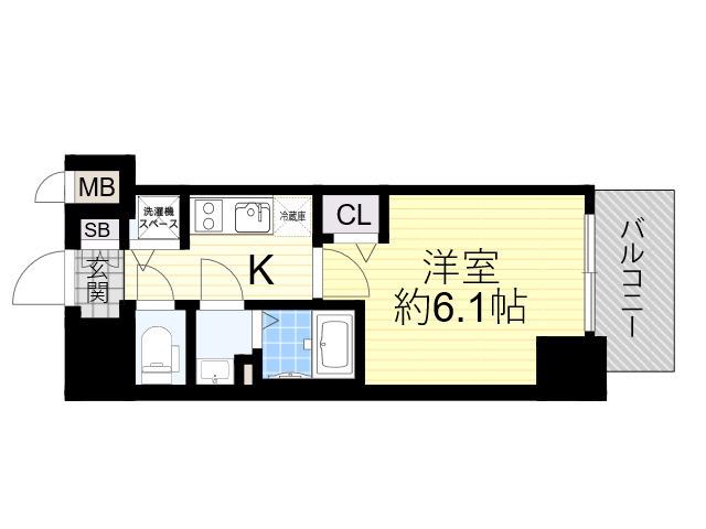 プレサンス塚本駅前(1K/3階)の間取り写真