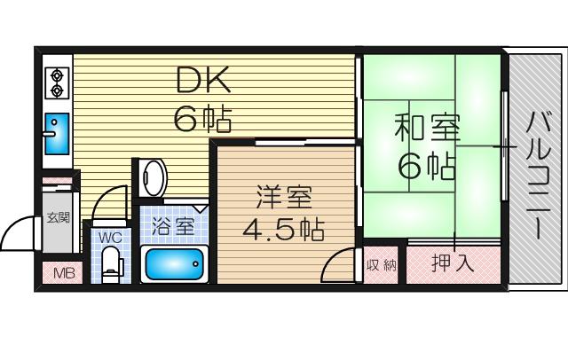 オリンピヤコープ(2DK/5階)の間取り写真