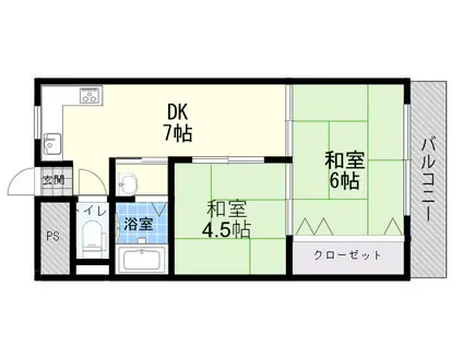 オリンピヤコープ(2DK/5階)の間取り写真