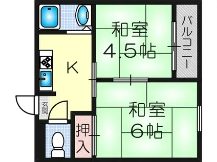 ハイツ出口(2K/3階)の間取り写真