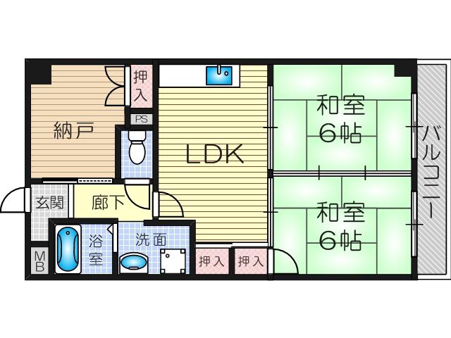 サントピア田川(3DK/2階)の間取り写真