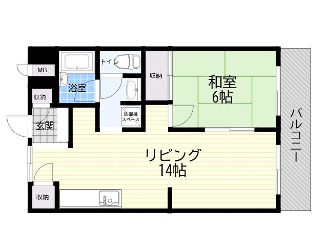 ハイツマエカワ(1LDK/6階)の間取り写真