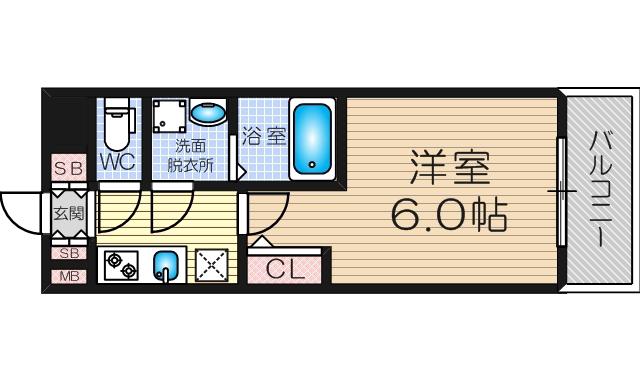 M-RESIDENCE新大阪GARDEN(1K/3階)の間取り写真