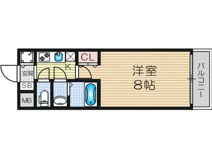 大阪ウエストレジデンス1(1K/2階)の間取り写真
