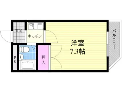 弘輝マンション(1K/1階)の間取り写真