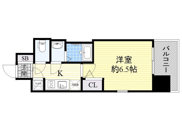 レジュールアッシュ塚本Ⅱ(1K/6階)の間取り写真
