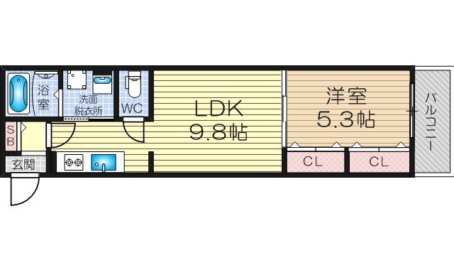 セレニティ加島(1LDK/3階)の間取り写真