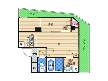 シティ西三国(1LDK/3階)の間取り写真