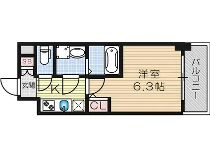 エスリード新北野グランリンク(1K/2階)の間取り写真