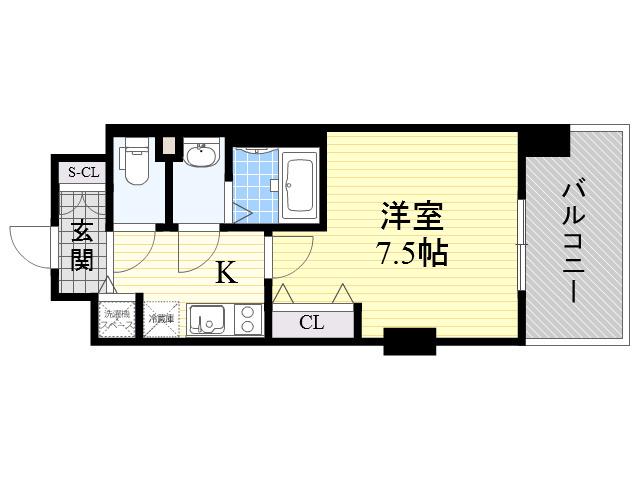 LUXE三国Ⅱ(1K/1階)の間取り写真