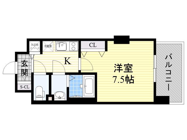LUXE三国Ⅱ(1K/5階)の間取り写真