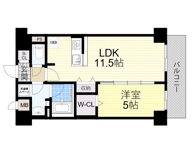 REIWANITY PLACE(1LDK/1階)の間取り写真