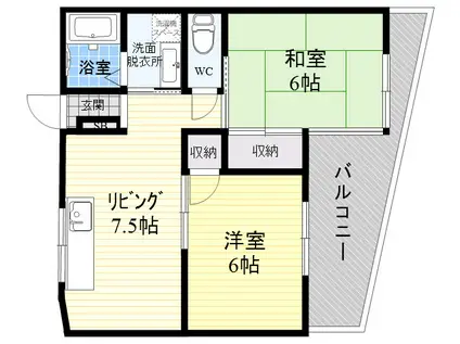 マンション春秋(2LDK/3階)の間取り写真