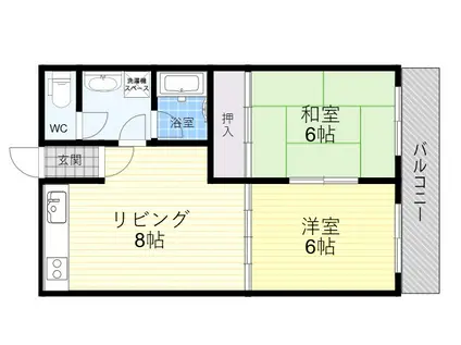 シャンクレール塚本(2DK/4階)の間取り写真