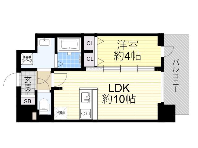 プレサンス新大阪イオリア(1LDK/2階)の間取り写真
