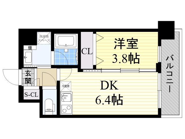 エスタート御幣島(1DK/5階)の間取り写真