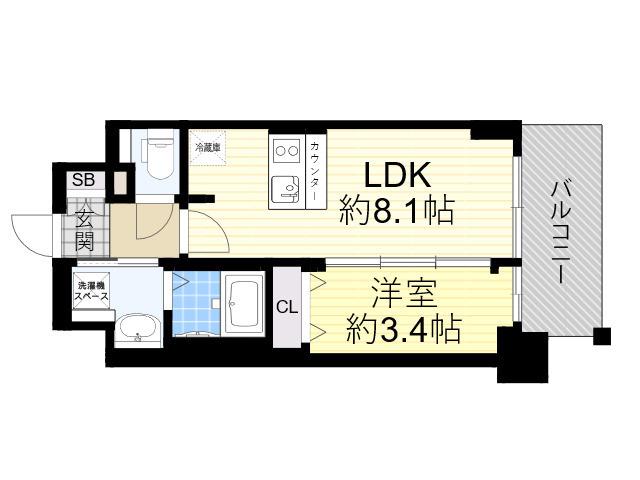プレサンス新大阪ジェイズ(1LDK/2階)の間取り写真