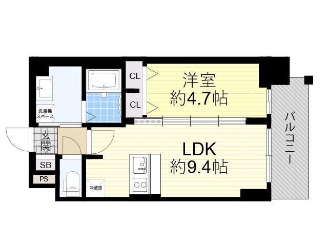 プレサンス新大阪ジェイズ(1LDK/8階)の間取り写真