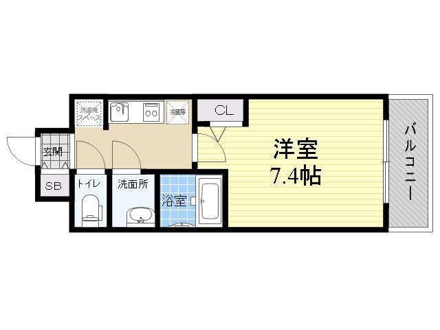 大阪ウエストレジデンス2(1K/2階)の間取り写真