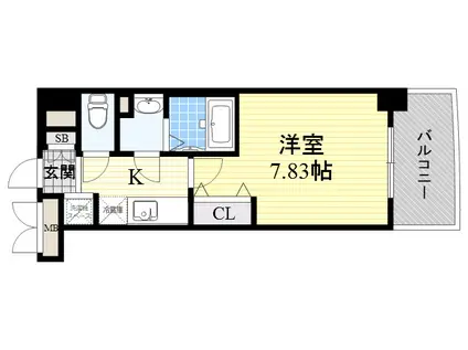 ラグゼ東三国5(1K/9階)の間取り写真