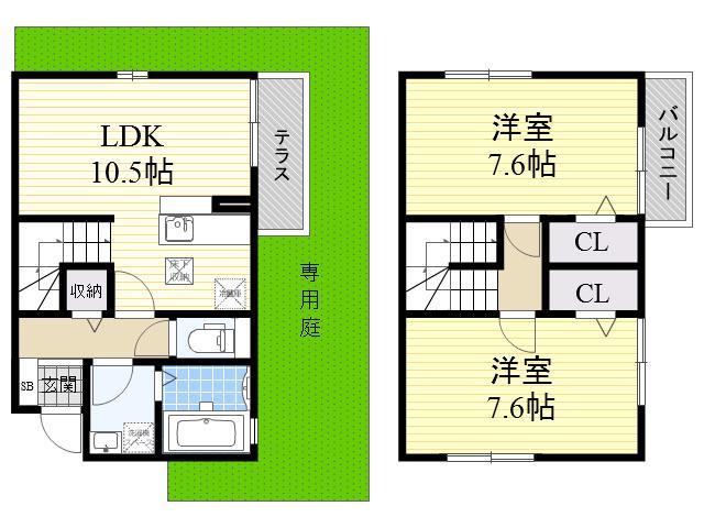 セジュール姫島2(2LDK)の間取り写真