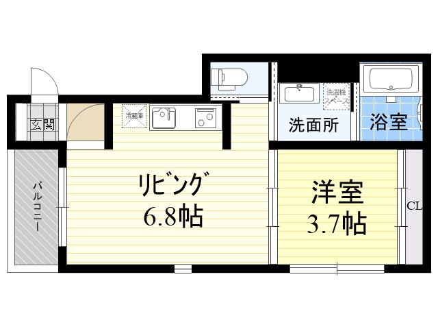 グランドエステート御幣島(1LDK/1階)の間取り写真