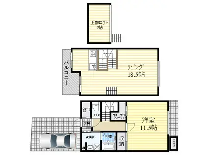 リバージュテラス木川(1LDK)の間取り写真