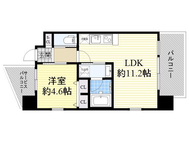 プレジオ十三(1LDK/3階)の間取り写真