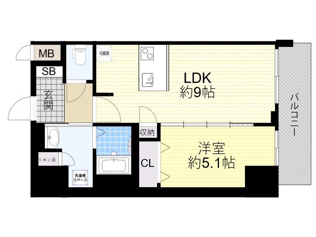 DIMUS新大阪(1LDK/11階)の間取り写真