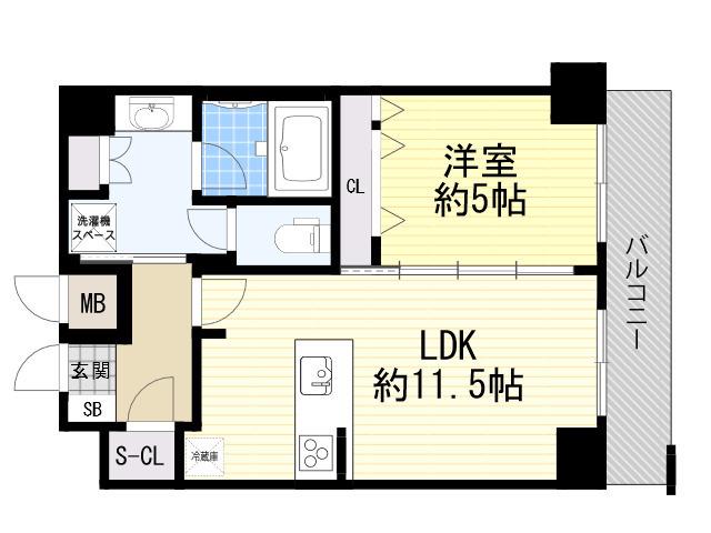 DIMUS新大阪(1LDK/15階)の間取り写真