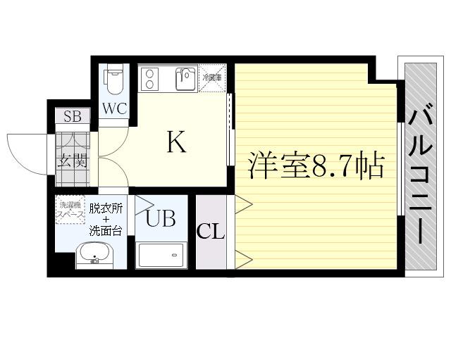 ヴェリテ新大阪Ⅱ(1K/3階)の間取り写真