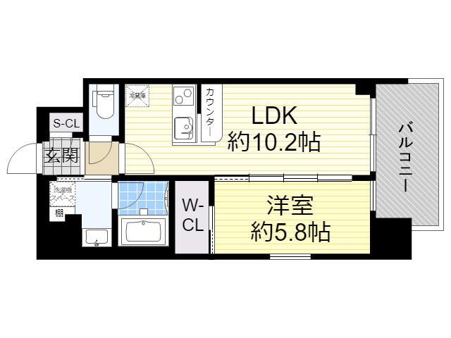 グランカーサ新大阪サウス(1LDK/4階)の間取り写真