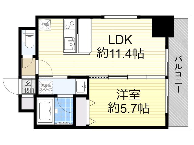 ORSUS新大阪(1LDK/2階)の間取り写真