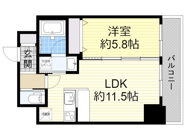 ORSUS新大阪(1LDK/9階)の間取り写真